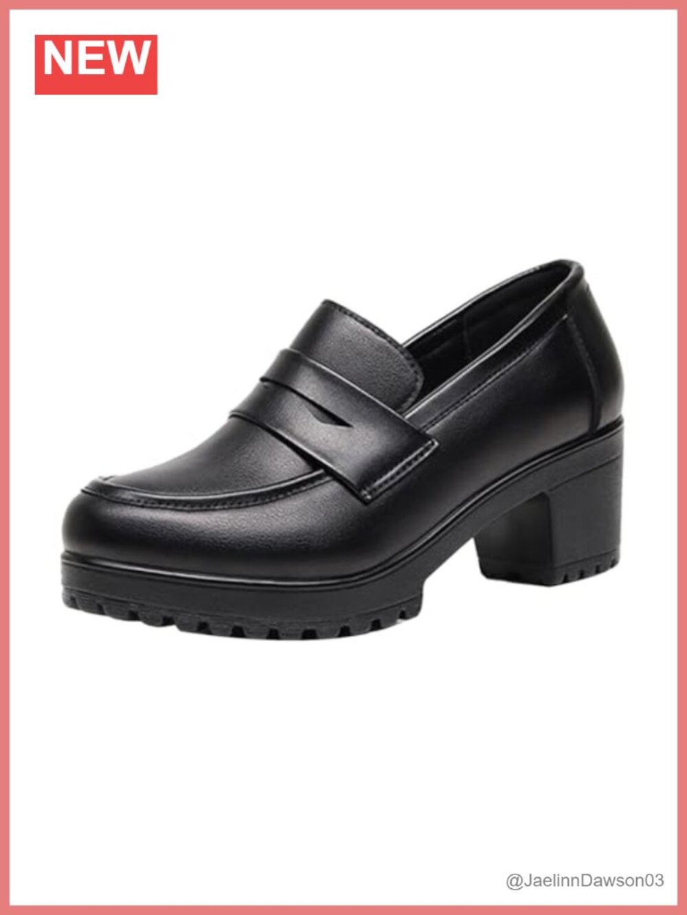 Women's Slip On Chunky Block High Heel Dress Pumps Faux Leather Platform